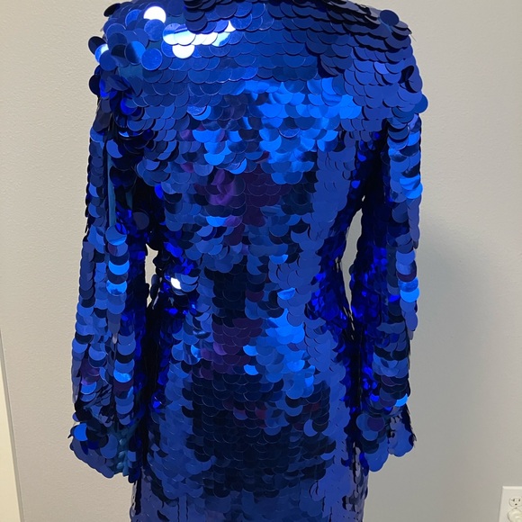 ASOS size 6 Royal Blue Disc Paillette Sequin Wrap Mini Dress - Picture 4 of 5